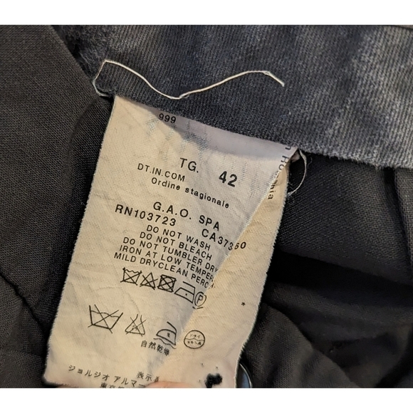 Armani Black Wool Flat Front Straight Leg Dress Pants Size 6 - Picture 8 of 9